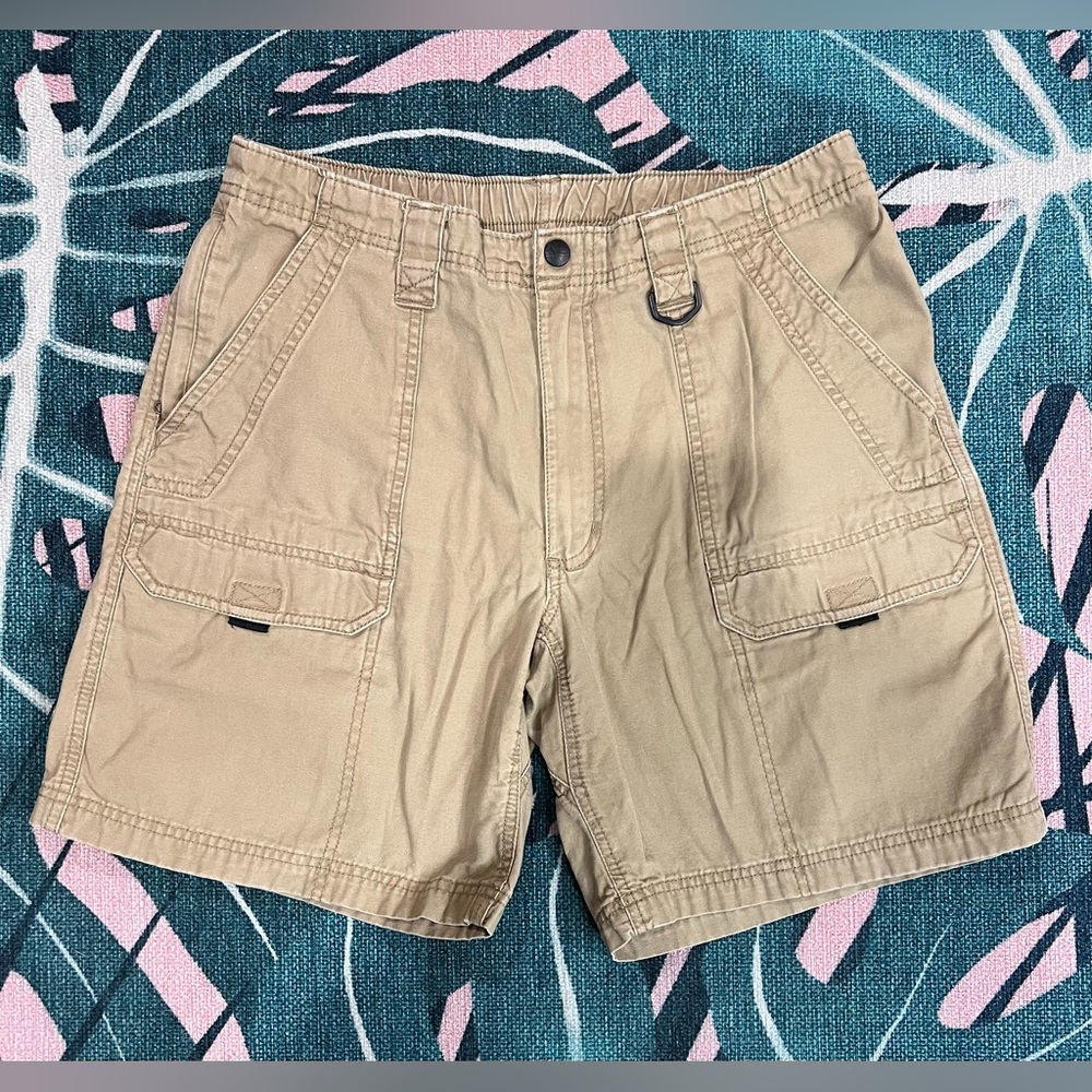 Wrangler 6 Pocket Canvas Shorts Cargo Belt Clip Skater Prep